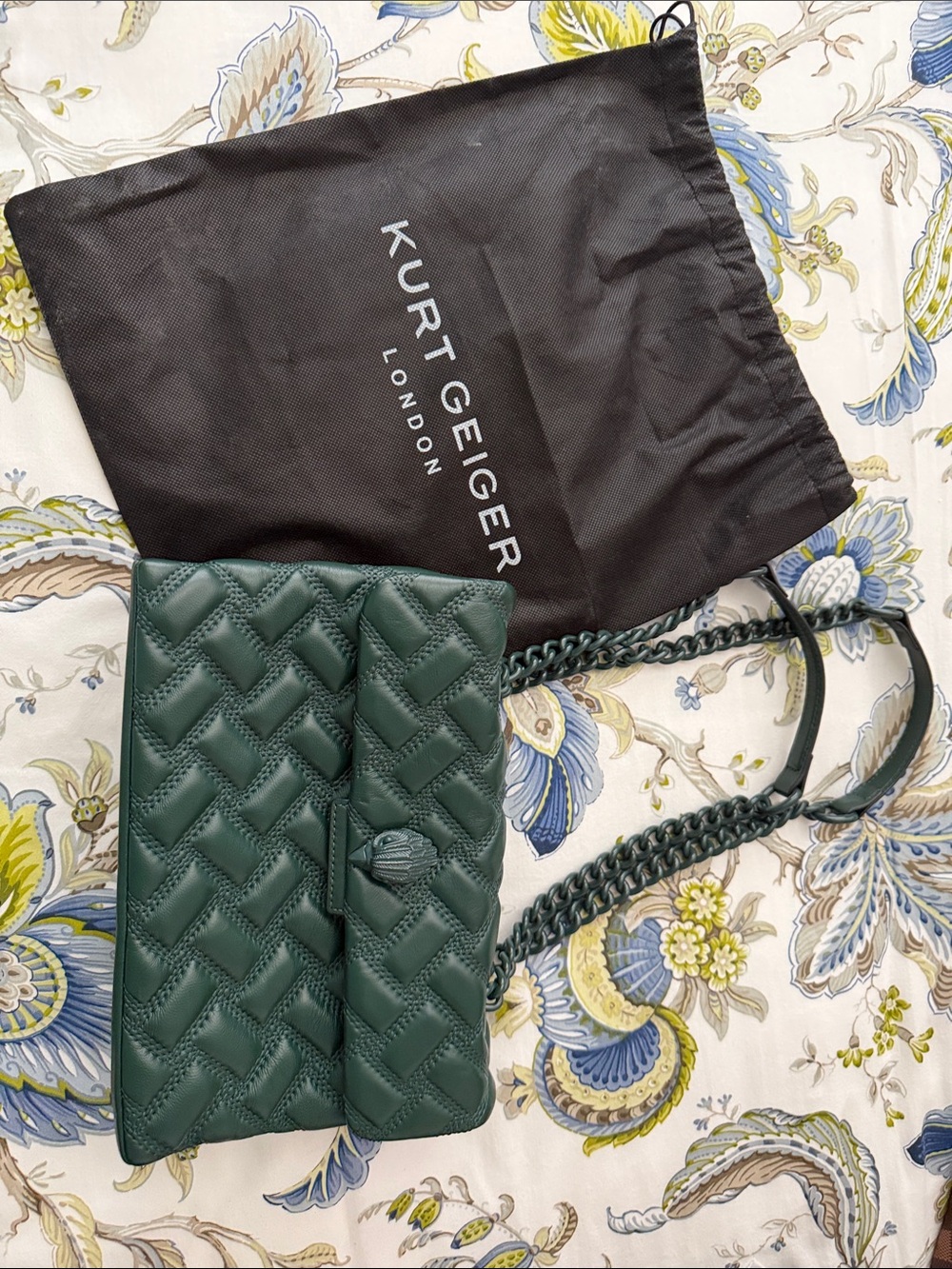 Kurt Geiger Emerald Green Kensington Drench Bag